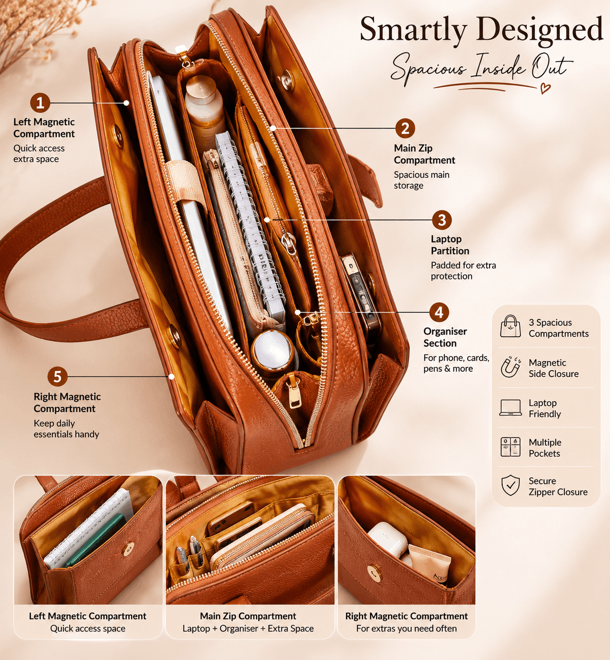 ChicCuero Zariya Office Tote - Tan