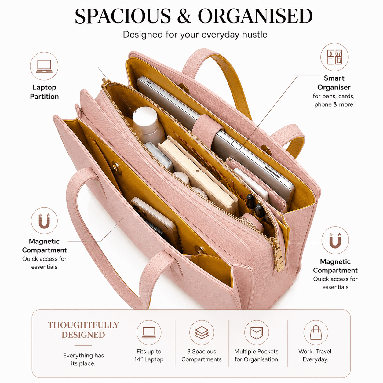 ChicCuero Zariya Office Tote - Pink