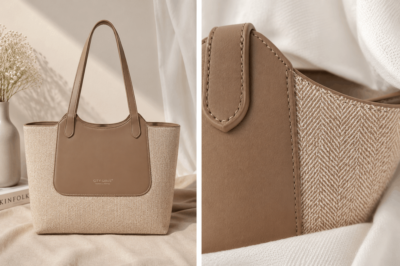 ChicCuero Noor Luxe Tote - Beige & Cream
