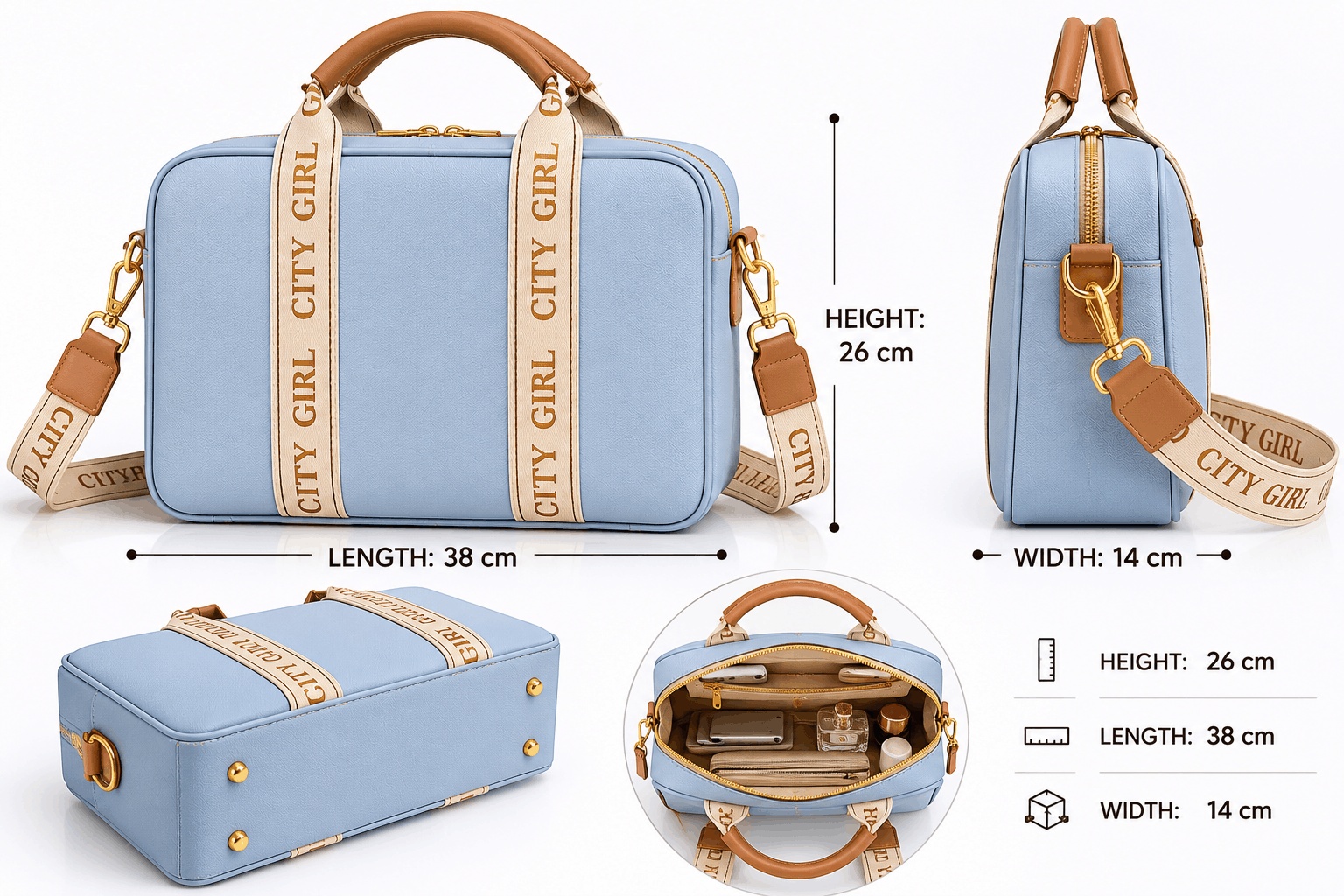 ChicCuero Aasma Travel Duffle - Powder Blue