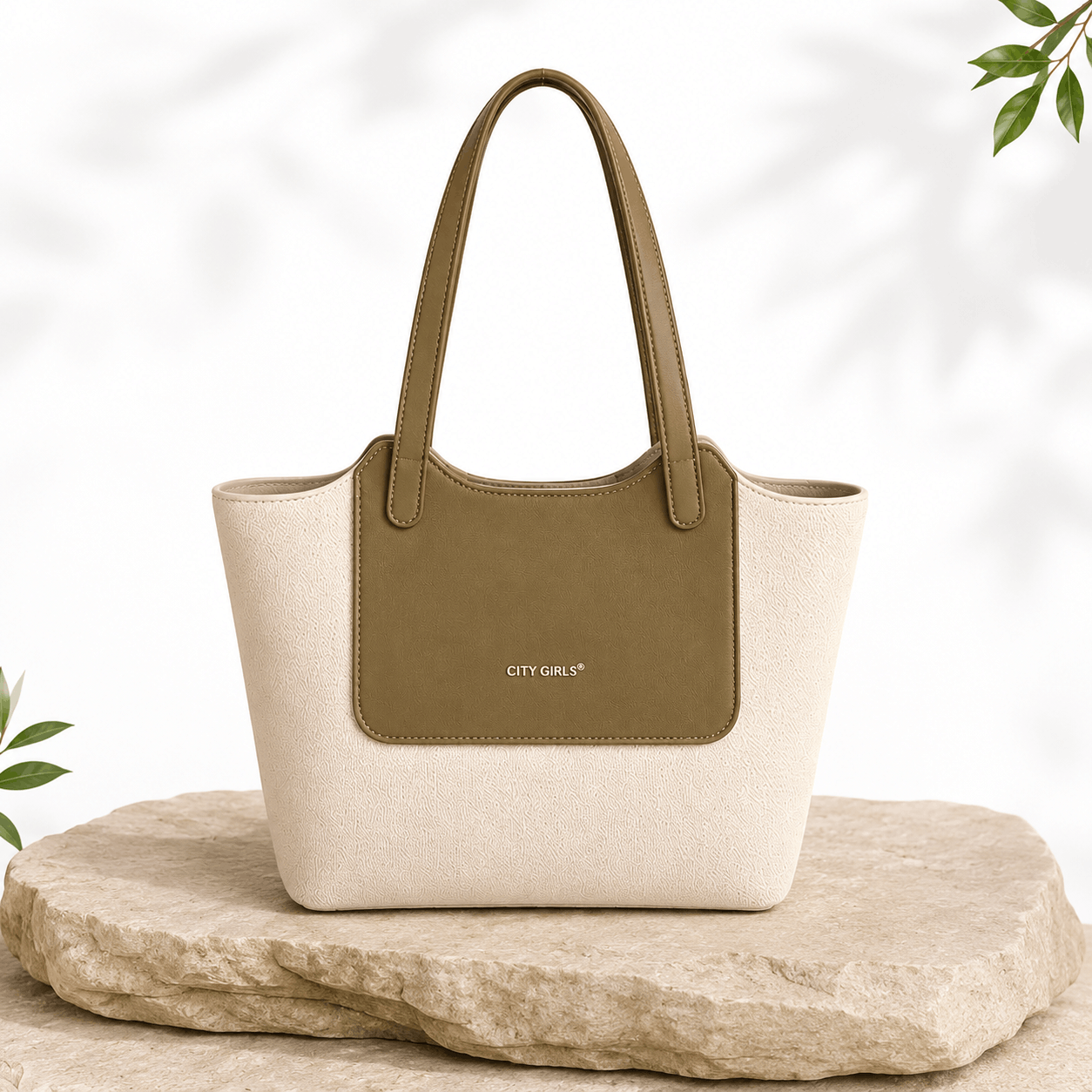 ChicCuero Noor Luxe Tote - Olive & Cream
